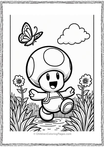 Toad Chasing Butterflies In A Garden Free PDF Printable
