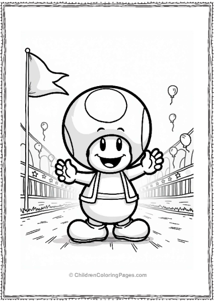 Toad Cheering At The Finish Line Free PDF Printable