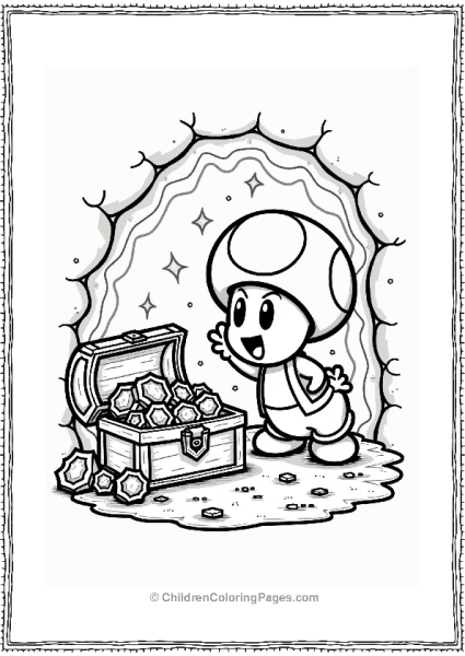 Toad Discovers Treasure In A Cozy Cave Free PDF Printable