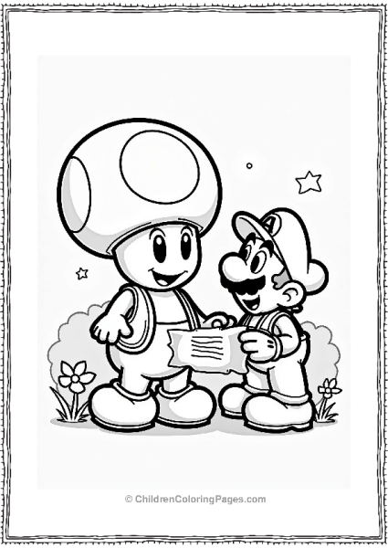 Toad Giving Mario A Map Free PDF Printable