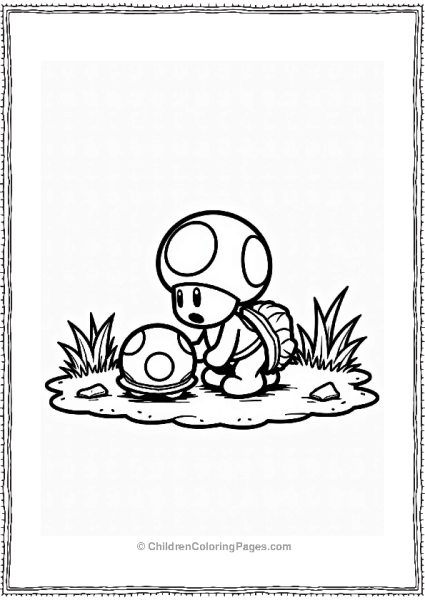 Toad Pushing A Koopa Shell Free PDF Printable
