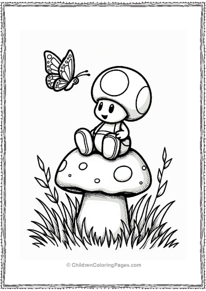 Toad Sitting On A Mushroom Free PDF Printable