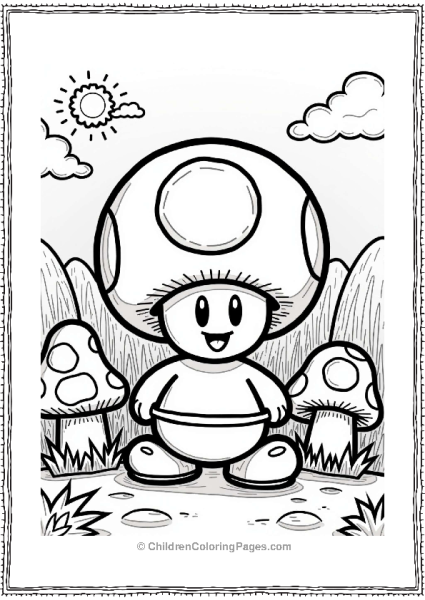 Toad Surrounded By Colorful Mushrooms Free PDF Printable
