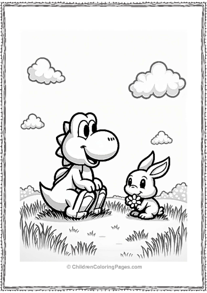 Yoshi And A Rabbit In The Meadow Free PDF Printable