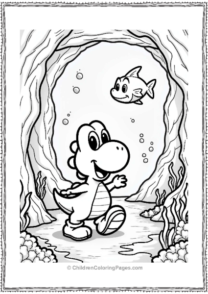 Yoshi Exploring An Underwater Cave Free PDF Printable