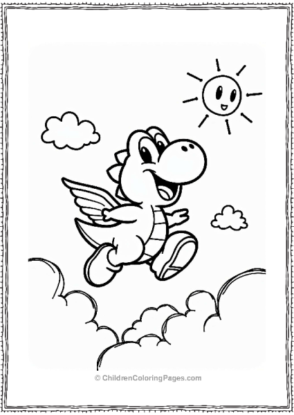 Yoshi Flying High In A Sunny Sky Free PDF Printable