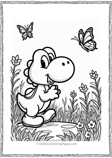 Yoshi In A Butterfly Field Free PDF Printable