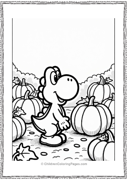 Yoshi In A Pumpkin Patch Free PDF Printable
