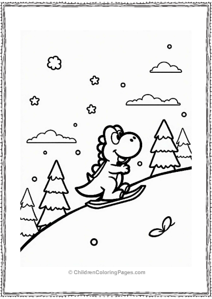 Yoshi In A Snowy Landscape Free PDF Printable