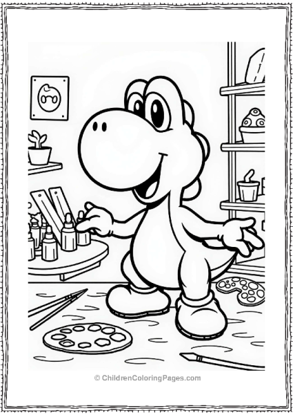 Yoshi In An Art Studio Free PDF Printable