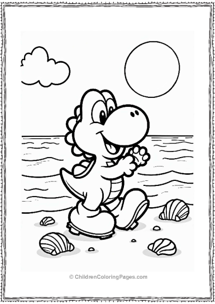 Yoshi Playing By The Beach Free PDF Printable