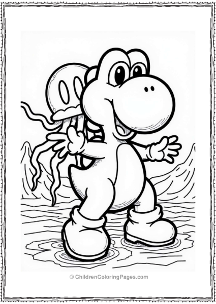 Yoshi Playing With A Jellyfish Free PDF Printable