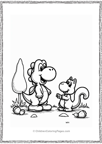 Yoshi Playing With A Squirrel Free PDF Printable