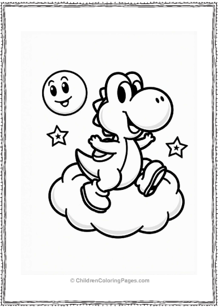 Yoshi Riding A Cloud Under Stars Free PDF Printable