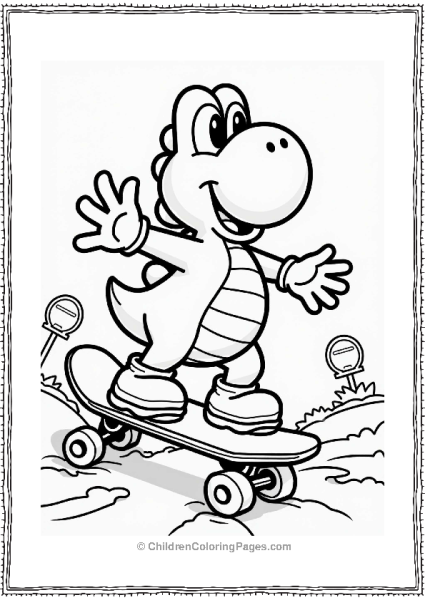Yoshi Riding A Skateboard Free PDF Printable