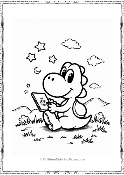 Yoshi Sketching Stars And Moons Free PDF Printable