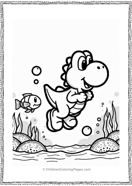 Yoshi Swimming With Fish Free PDF Printable