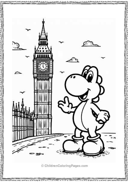 Yoshi Visiting Big Ben In London Free PDF Printable