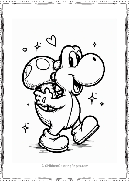 Yoshi With A Super Mushroom Free PDF Printable