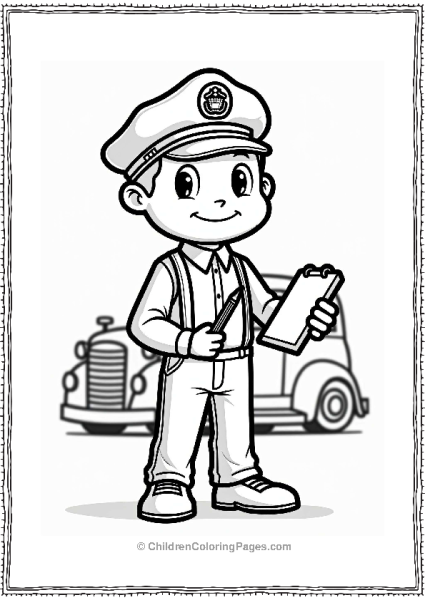 1920s Police Officer With Vintage Car Free PDF Printable
