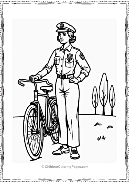 1930s Policewoman With Vintage Bicycle Free PDF Printable