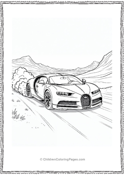 A Bugatti In A Desert Landscape Free PDF Printable