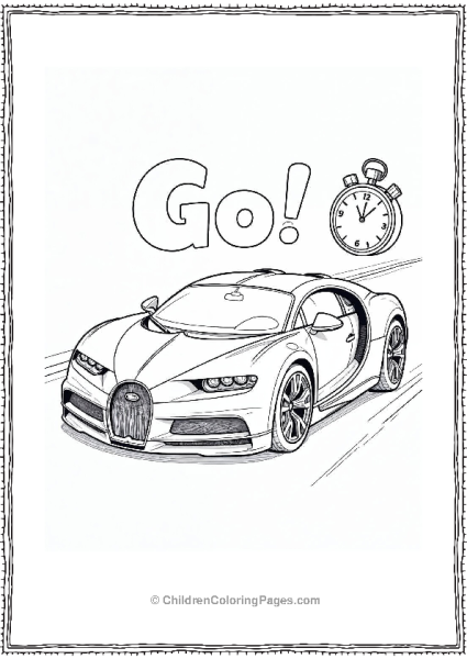 A Bugatti Racing Against Stopwatch With Go Free PDF Printable