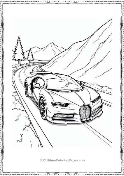 A Bugatti Racing Down A Mountain Road Free PDF Printable
