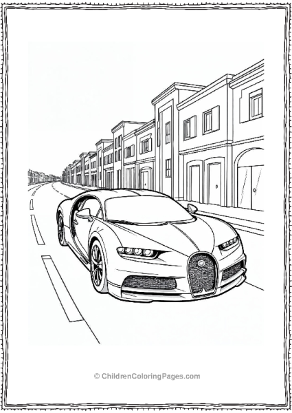 A Bugatti Racing Past A Row Of Free PDF Printable