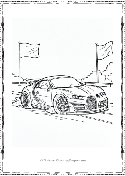 A Bugatti Racing Through A Checkpoint Free PDF Printable