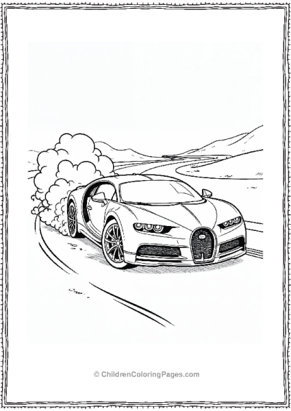 A Cartoonstyle Bugatti Racing Away Free PDF Printable