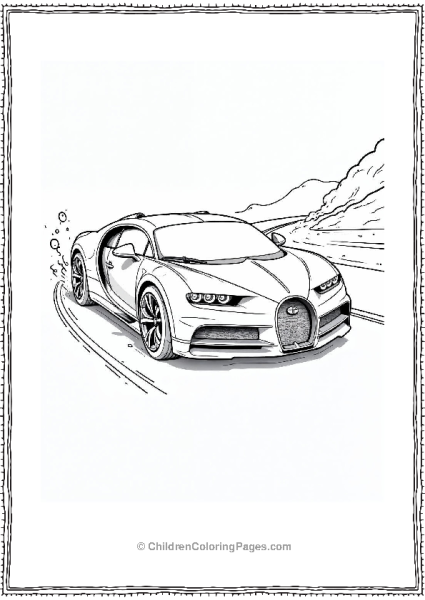 A Highspeed Bugatti Skidding Around A Sharp Turn Free PDF Printable