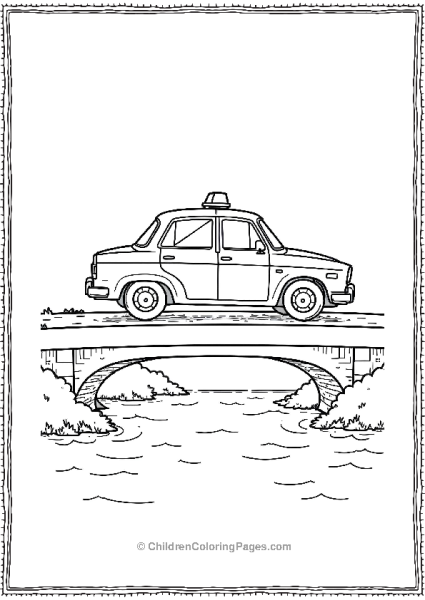 A Police Car Crossing A Simple Bridge With Water Police Car Free PDF Printable