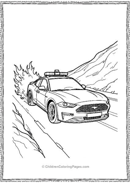 A Police Car Speeding Down A Hill Chasing Cartoon Free PDF Printable