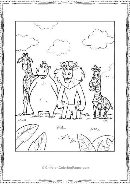 Alex Gloria Melman And Marty In The Junggle Madagascar Free PDF Printable