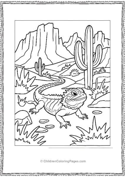 Bearded Dragon In Texas Desert Land Free PDF Printable