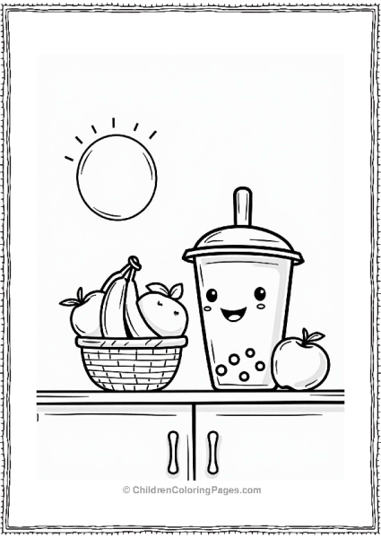 Boba Tea Cup On Kitchen Counter Free PDF Printable