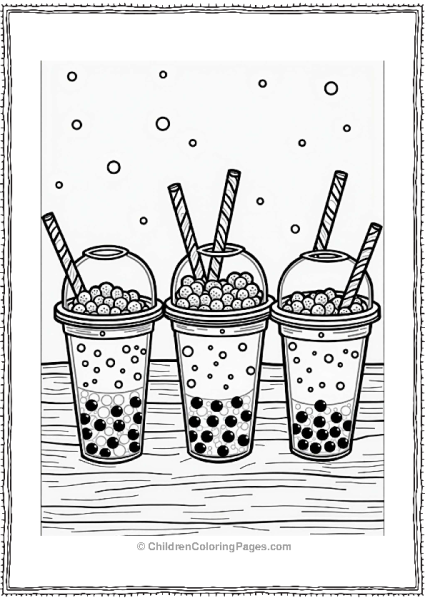 Boba Tea Party Scene Free PDF Printable