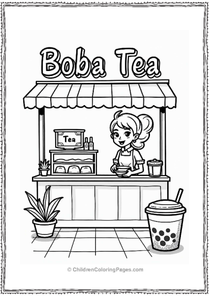 Boba Tea Shop With Friendly Barista Free PDF Printable
