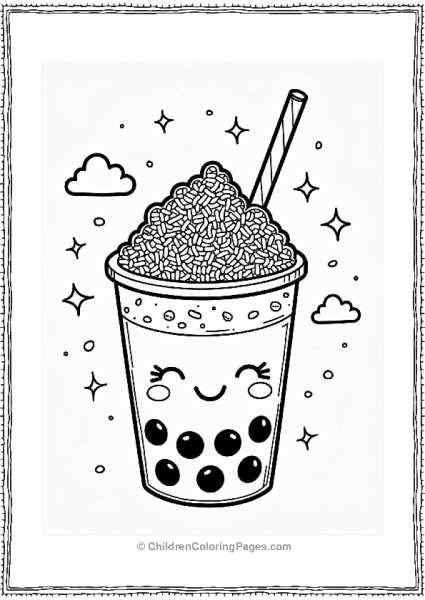 Boba Tea With Toppings In A Sunny Sky Free PDF Printable