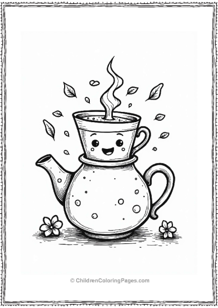 Boba Tea With Whimsical Teapot Free PDF Printable