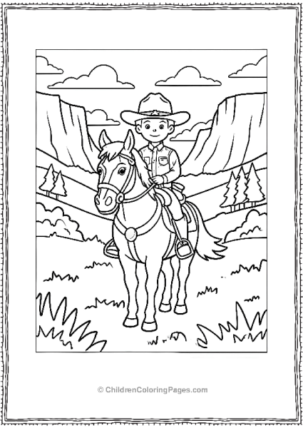 Boy With Cowboy Hat Riding A Horse In Texas Free PDF Printable