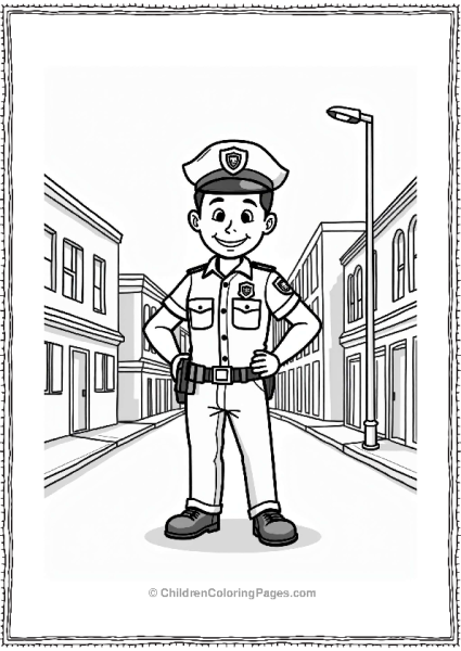 Brave Police Officer In City Street Free PDF Printable
