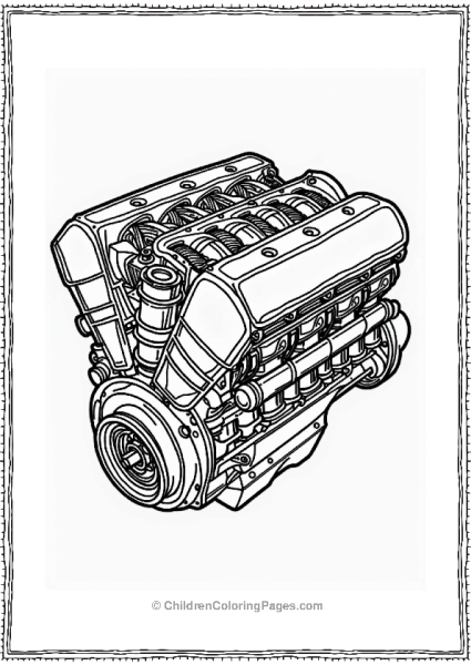 Bugatti Engine Block Illustration Free PDF Printable
