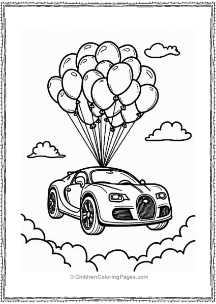 Bugatti Floating With Balloons Free PDF Printable