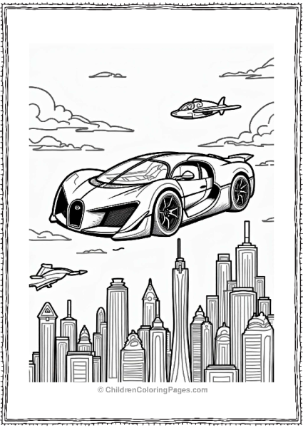 Bugatti Hovercar In A Futuristic City Free PDF Printable