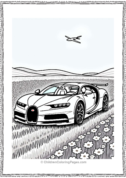 Bugatti In A Colorful Flower Field Free PDF Printable