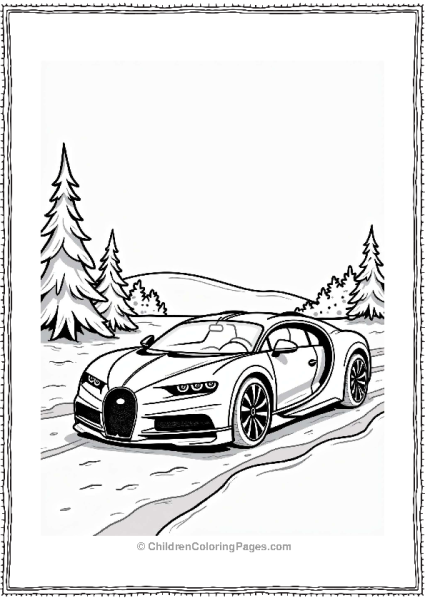 Bugatti In A Snowy Landscape Free PDF Printable