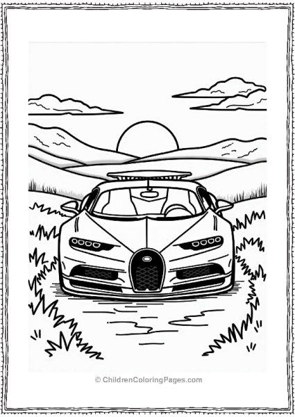 Bugatti In A Sunset Landscape Free PDF Printable