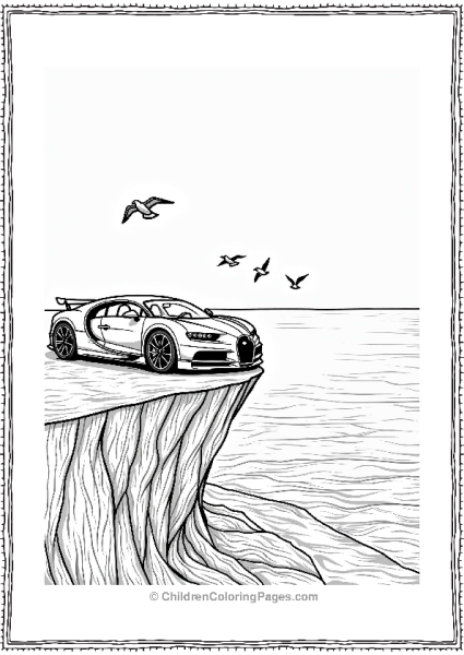 Bugatti Parked Overlooking The Ocean Free PDF Printable
